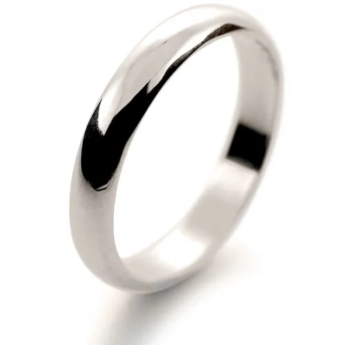 D Shape Light -  3mm White Gold Wedding Ring (DSSL W)